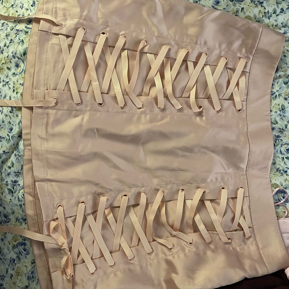 Sugar Thrillz Satin Skirt with Pink Accents